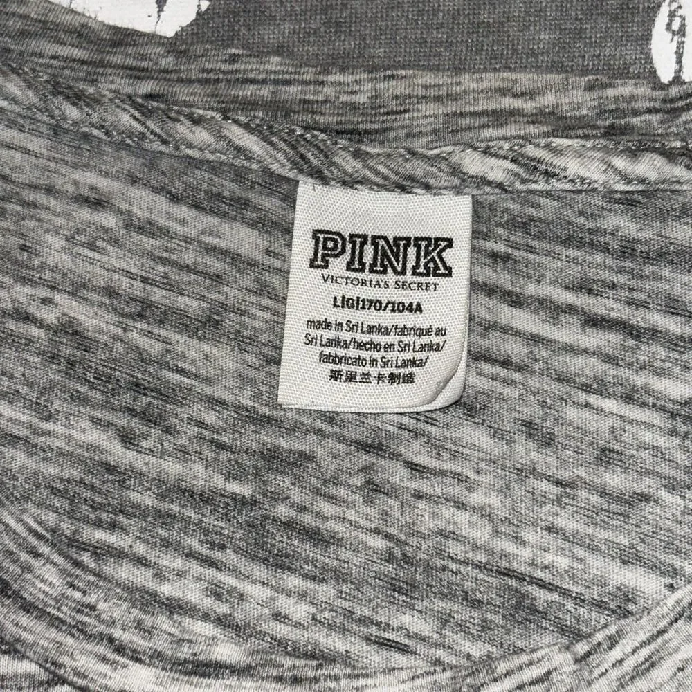 Victoria’s Secret PINK Checker Sequin Bling Gray Short Sleeve Tee Shirt - LG - Picture 6 of 9